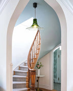 Modern Green Wave Art Glass Pendant Light in Grand Staircase Foyer