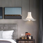 Modern White Wave Art Glass Pendant Light in Cozy Bedroom Interior