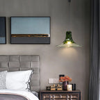 Modern Green Wave Art Glass Pendant Light in Elegant Bedroom Setting