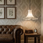 Modern White Wave Art Glass Pendant Light in Classic Living Room