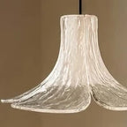 Close Up View of Illuminated Clear Wave Art Glass Texture and Rim Glow Details