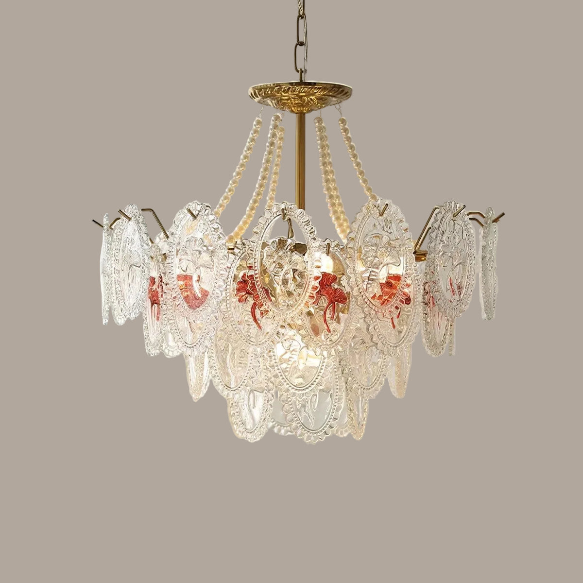 Modern Oval Crystal Art Glass Chandelier in Bright Bedroom Setting