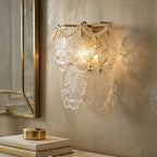 Modern Amber Leaf Art Glass Wall Sconce in Hallway Corridor Setting