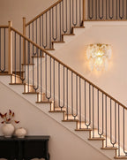Modern Amber Leaf Art Glass Wall Sconce in Grand Staircase Foyer