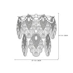 Modern Leaf Art Glass Wall Sconce Line Art Dimension Diagram