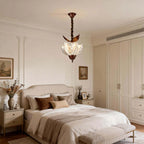 Modern Floral Art Glass Pendant Light in Master Bedroom