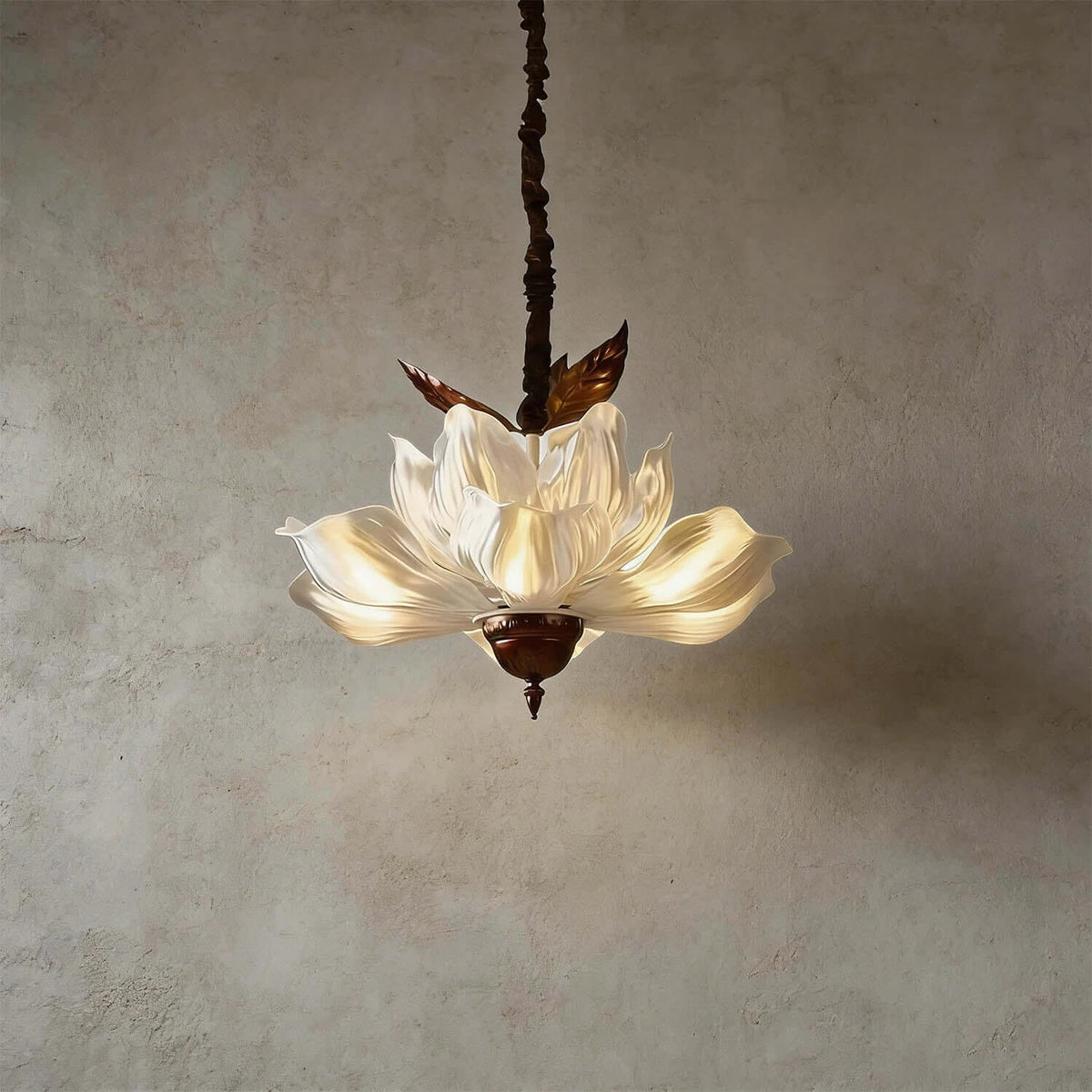 Illuminated Modern Floral Glass Pendant Light Studio Display