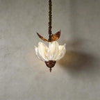 Illuminated Modern Floral Art Glass Pendant Light Studio Shot