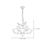 Modern Floral Art Glass Pendant Light Line Art Dimension Diagram