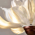 Close Up View of Floral Art Glass Petals and Internal Lighting