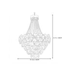 Modern Cascading Crystal Floral and Bead Chandelier Style B Line Art Dimension Diagram