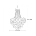 Modern Cascading Crystal Floral and Bead Chandelier Style A Line Art Dimension Diagram