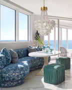 Modern Crystal Floral and Bead Chandelier in Coastal Living Room
