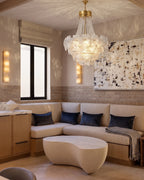 Modern Crystal Art Glass Chandelier in Contemporary Living Room