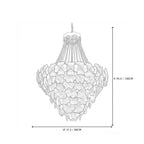 Modern Cascading Crystal Floral and Bead Chandelier Style C Line Art Dimension Diagram