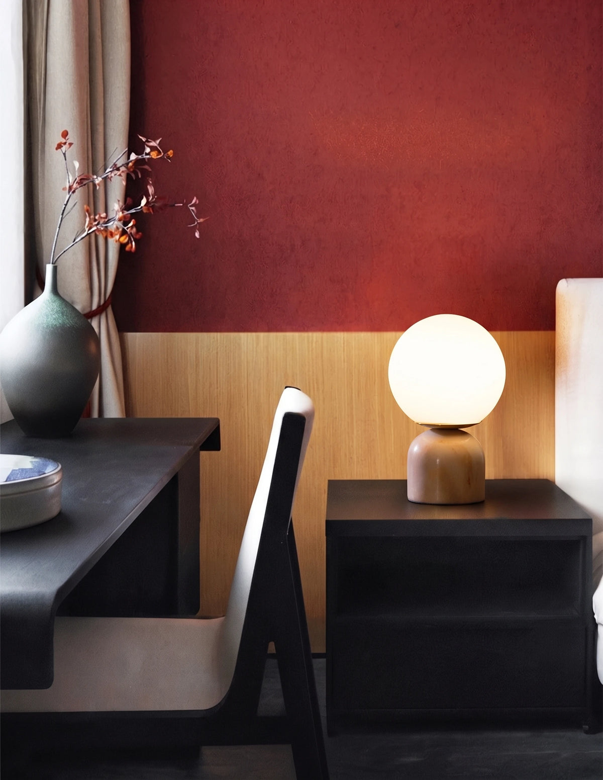 Modern Marble Globe Table Lamp on Home Office Desk