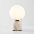 Illuminated Modern Pink Marble Globe Table Lamp Studio Display