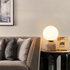 Modern Marble Globe Accent Lamp on Living Room Side Table