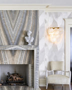 Modern Pearl Shell Art Glass Wall Sconce in Luxury Living Room