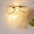 Illuminated Modern Pearl Shell Art Glass Wall Sconce Studio Display