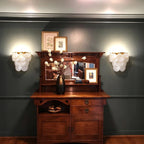 Modern Brass Pearl Shell Wall Sconce in Vintage Living Room
