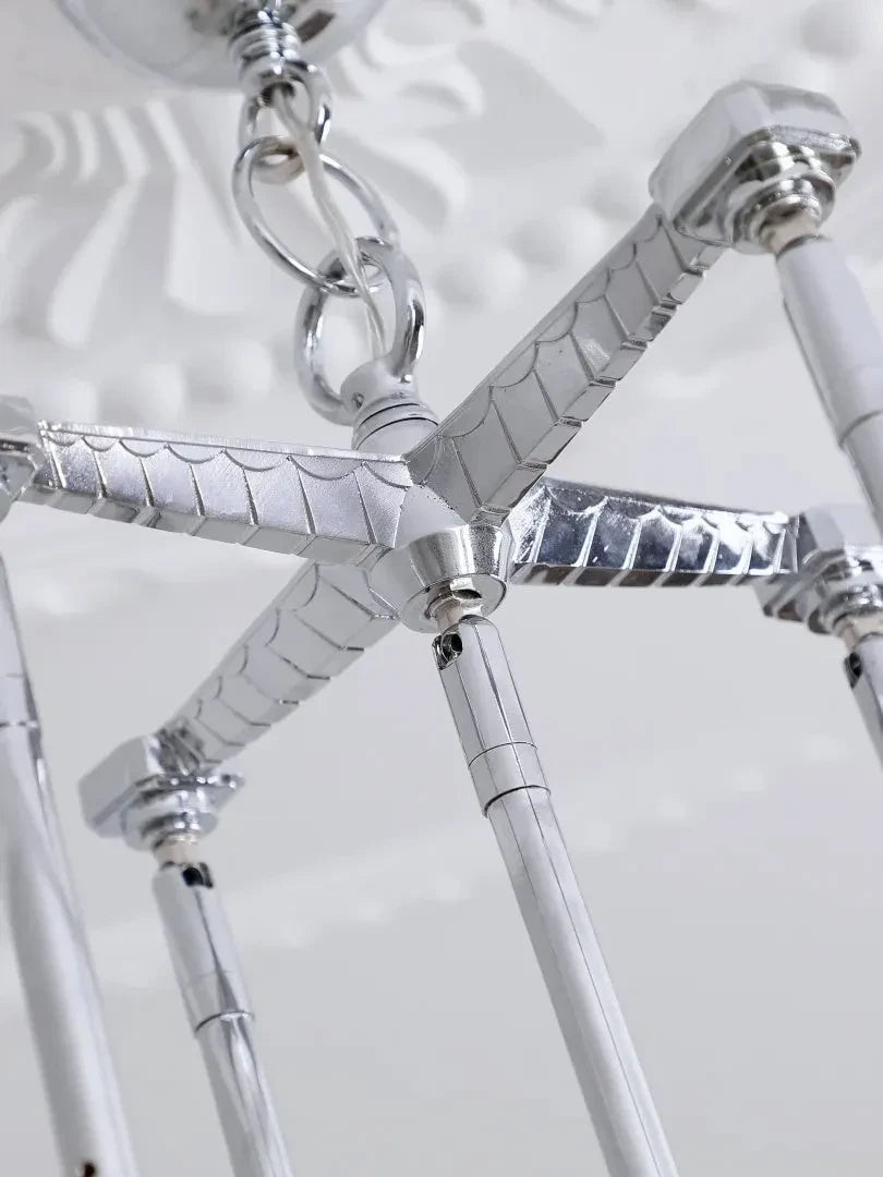 Close Up View of Silver Metal Frame and Chain Connection Structure