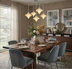 Modern Multi-Light Diamond Art Glass Chandelier in Elegant Dining Space