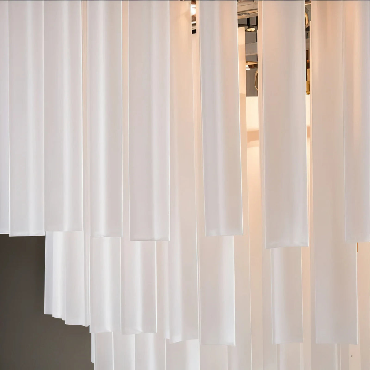 Close Up View of Multi-Tier Fluted Art Glass Tubes Texture and Details