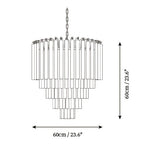 Modern Medium Fluted Art Glass Chandelier Line Art Dimension Diagram