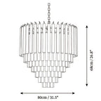 Modern Large Fluted Art Glass Chandelier Line Art Dimension Diagram