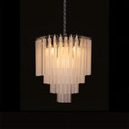 Frosted White Glass Rod Waterfall Chandelier