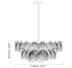 Modern Medium Scale Art Glass Semi-Flush Mount Chandelier Line Art Dimension Diagram