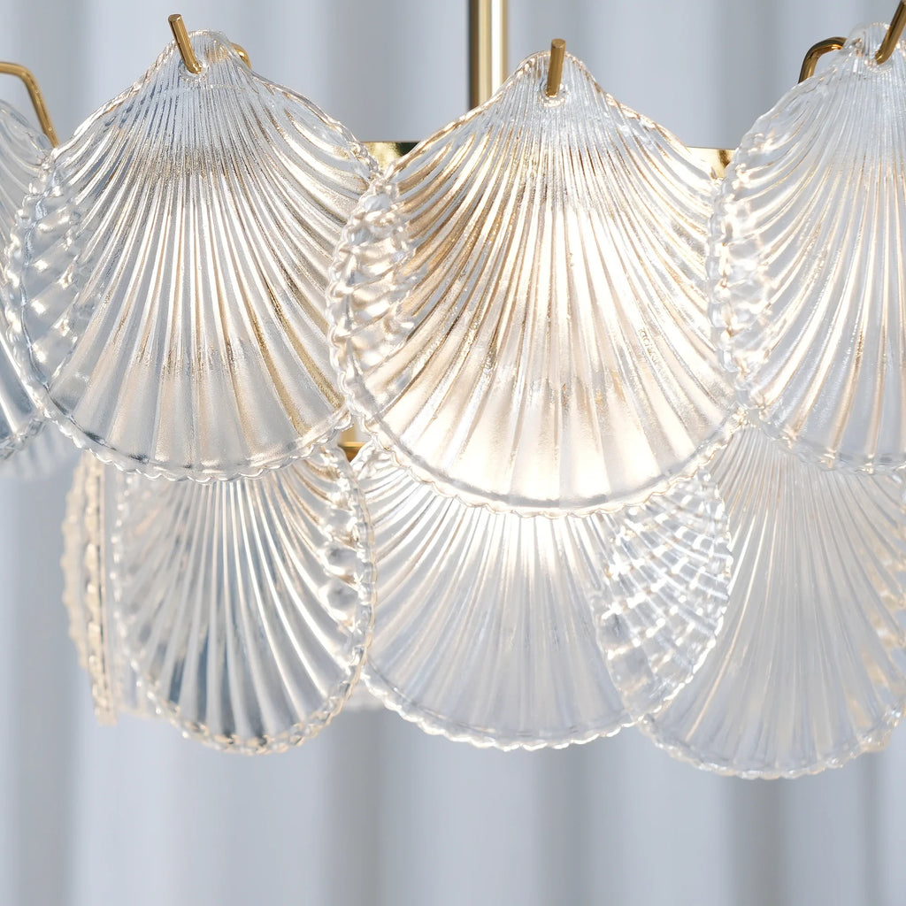 Close Up View of Illuminated Double-Tier Scale Art Glass Details