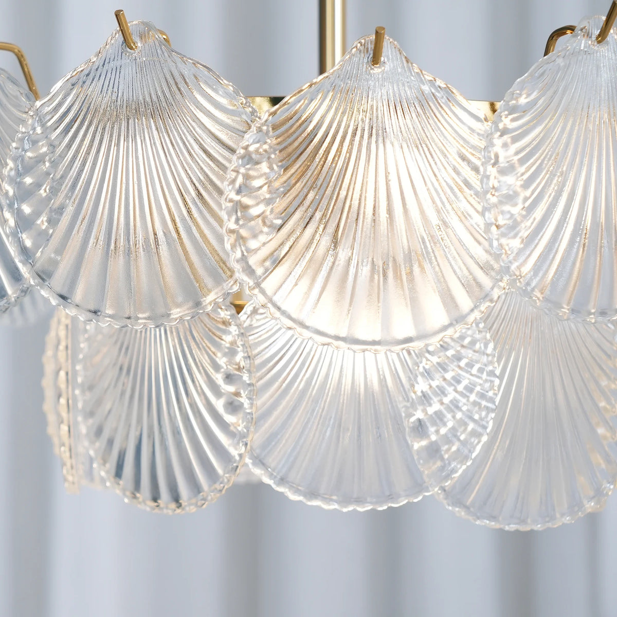 Close Up View of Illuminated Double-Tier Scale Art Glass Details