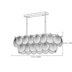 Modern Frosted Scale Art Glass Linear Chandelier Line Art Dimension Diagram