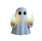 Funny Halloween Ghost Night Light with Middle Finger Gesture on Pure White Background