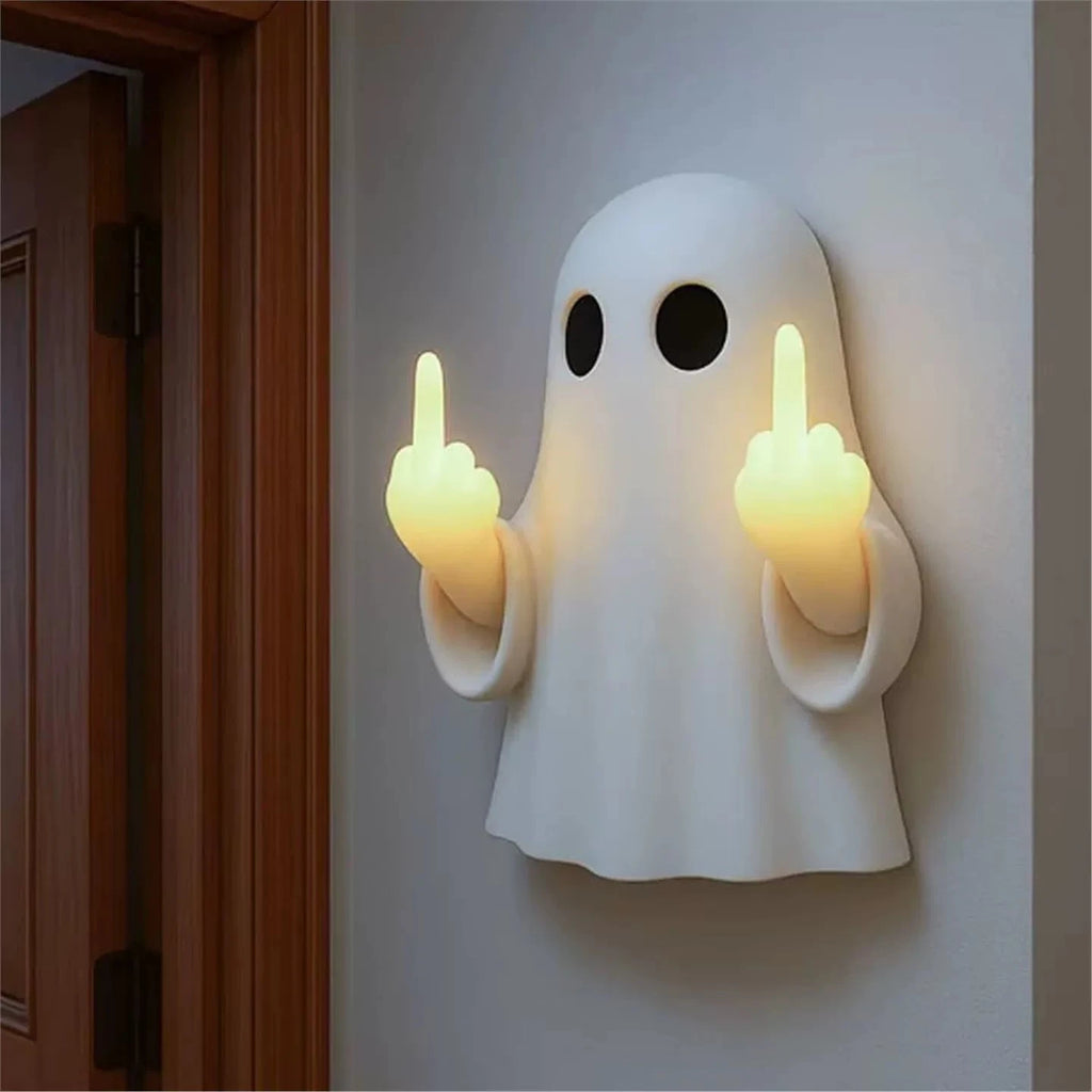 Illuminated Funny Halloween Ghost Wall Sconce Studio Shot