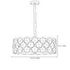 Modern Large White Floral Art Glass Chandelier Line Art Dimension Diagram