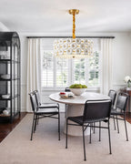 Modern White Floral Art Glass Chandelier in Bright Dining Setting