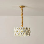 Illuminated Modern White Floral Art Glass Chandelier Studio Shot