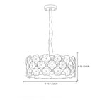 Modern Medium White Floral Art Glass Chandelier Line Art Dimension Diagram