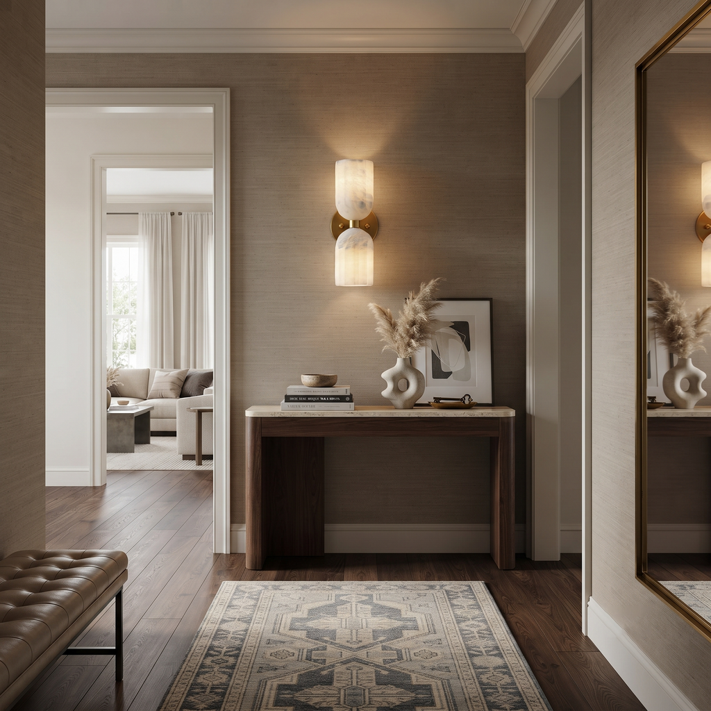 Lyra Ribbed Alabaster Dual Sconce