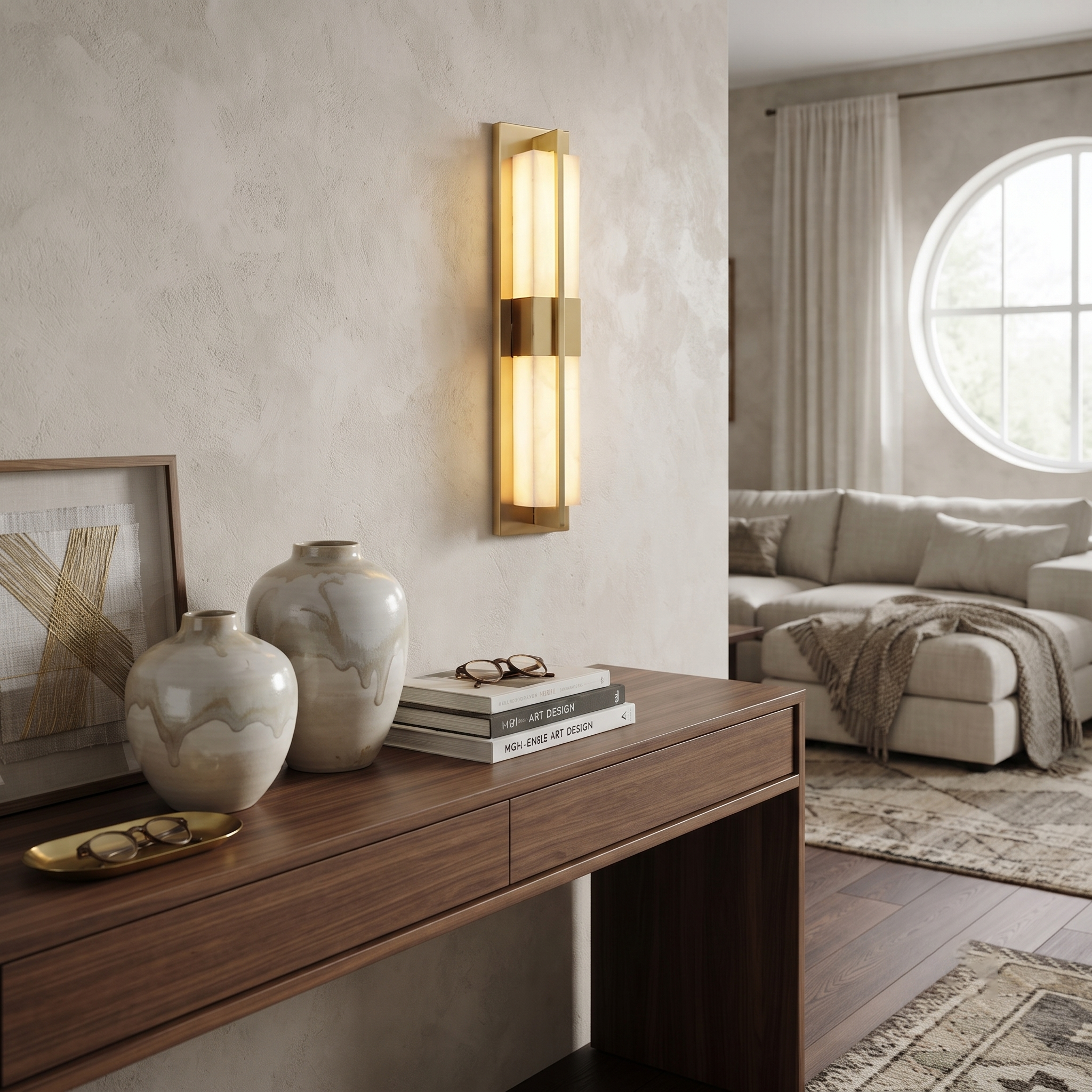 Aero Alabaster Rectangular Sconce
