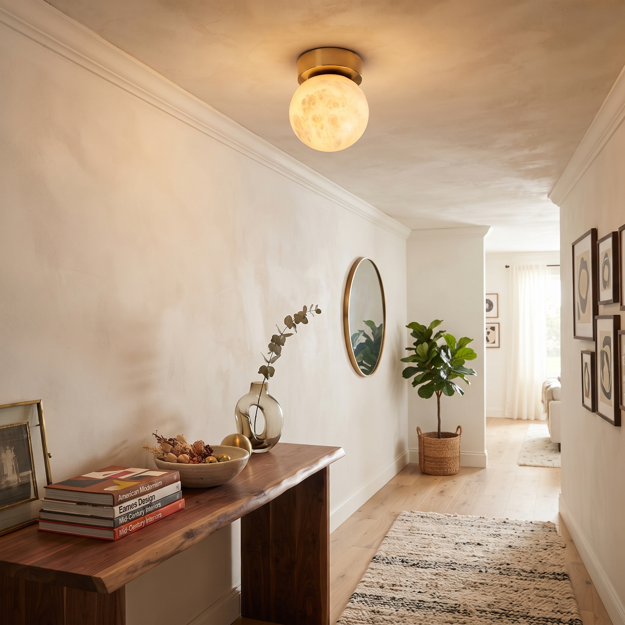 Selene Alabaster Globe Flush Mount