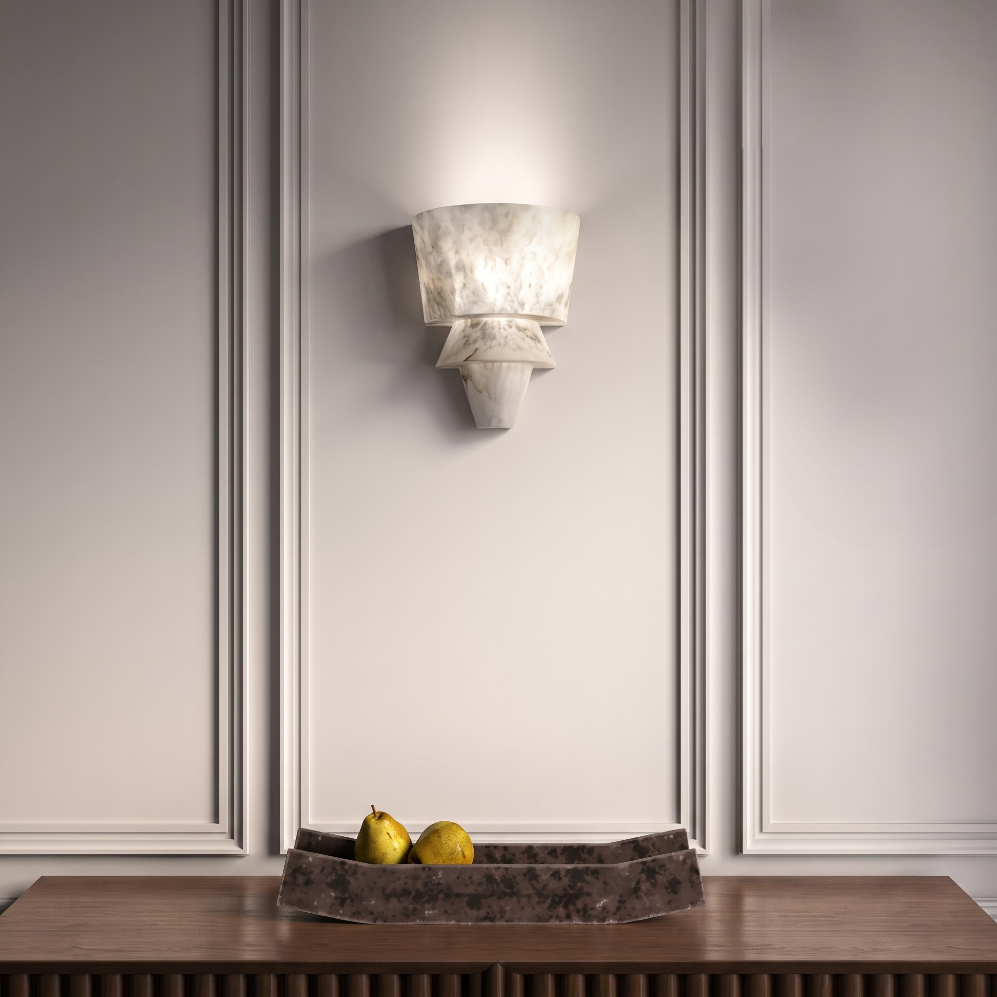 Laboratory Tiered Alabaster Sconce