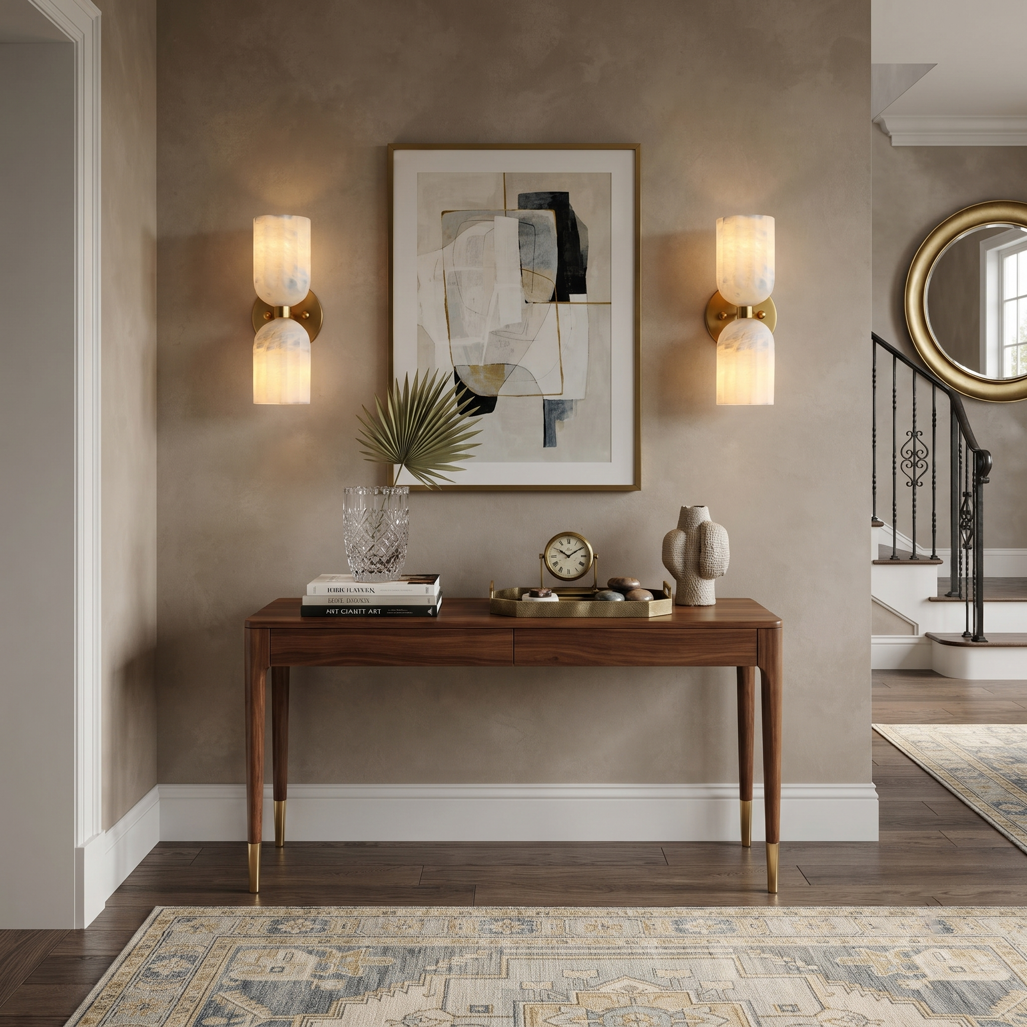 Lyra Ribbed Alabaster Dual Sconce