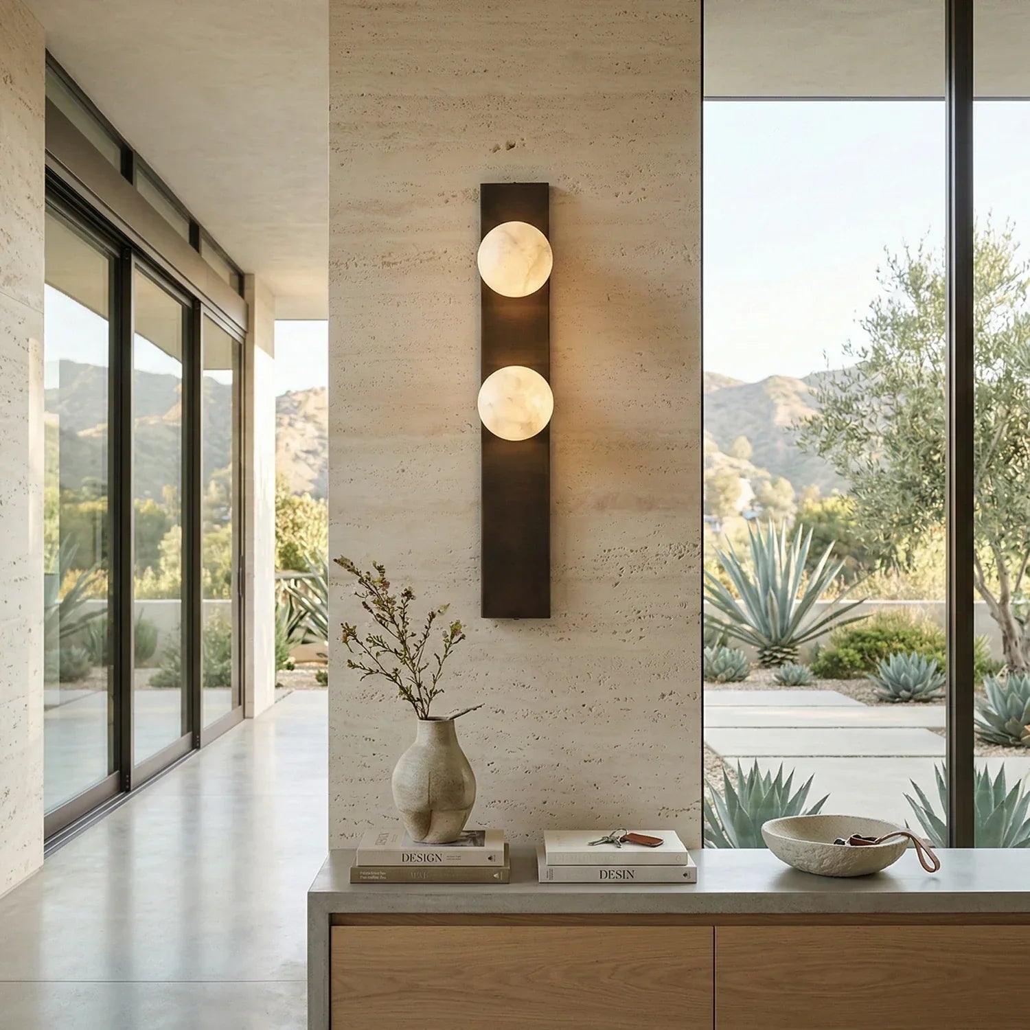 Geo Bar Alabaster Globe Wall Sconce