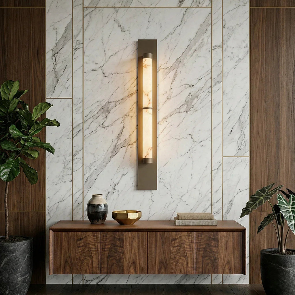 Geo Columnar Linear Alabaster Wall Sconce