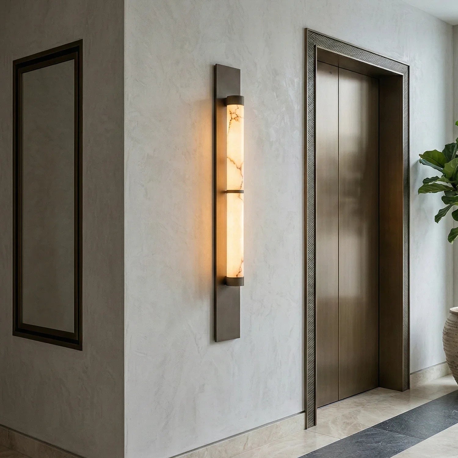 Geo Columnar Linear Alabaster Wall Sconce