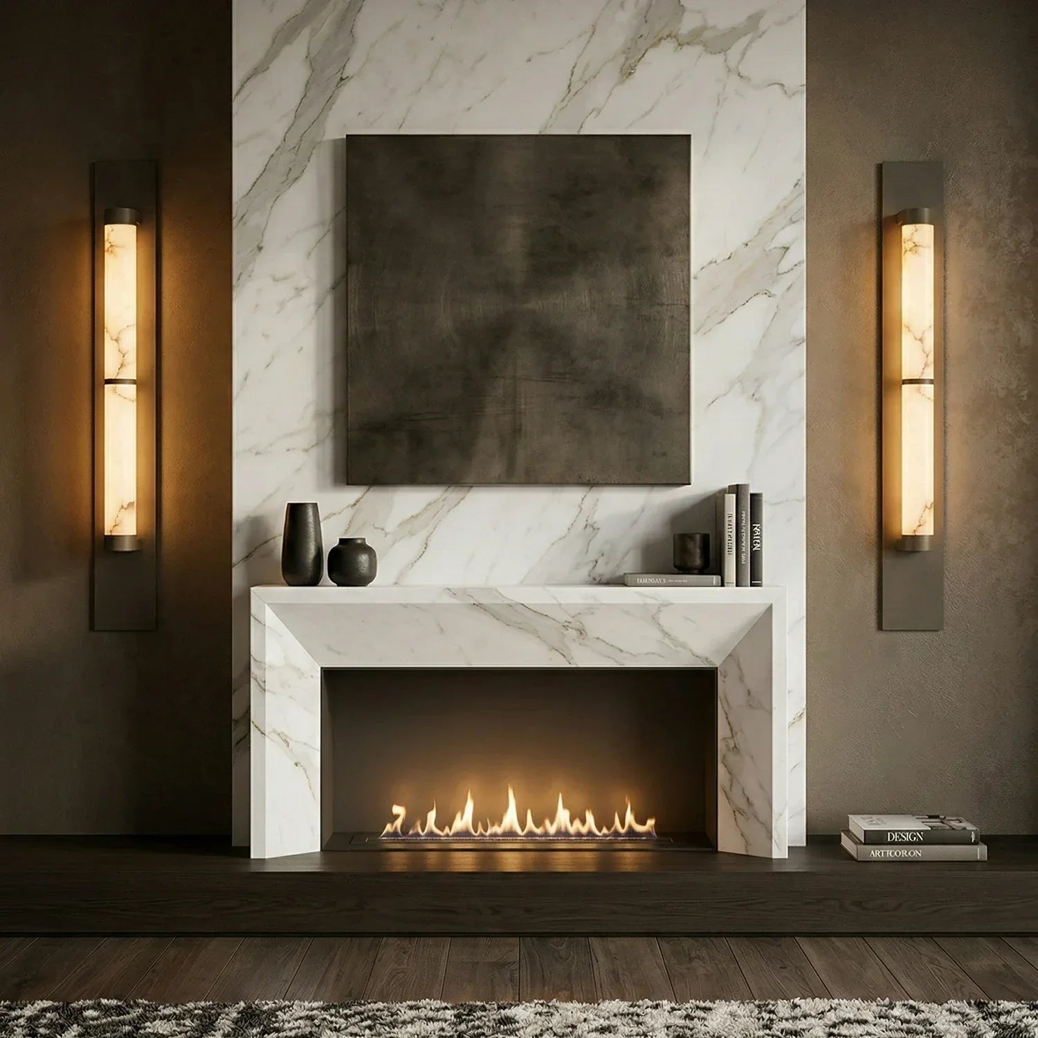 Geo Columnar Linear Alabaster Wall Sconce